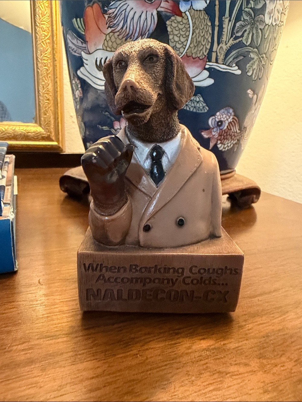 Vintage 1970s/1980s Naldecon-CX Pharma Promo Dog Bust Statue